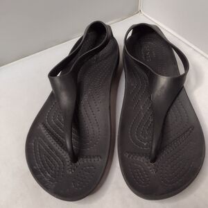Crocs Women's Sexi Serena Flip Black Thong Sandals Sz 6 Comfort T-Strap B7